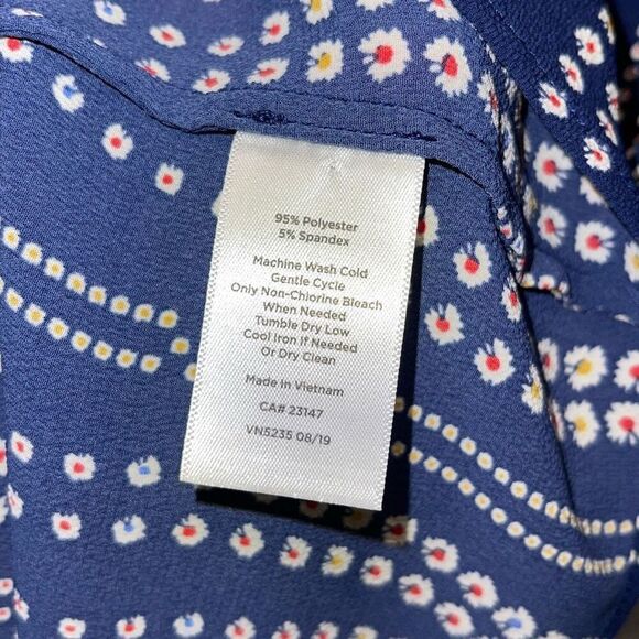 Talbots FLORAL STRIPE TOP Blouse Size 2Xp Navy  EUC - Picture 7 of 9